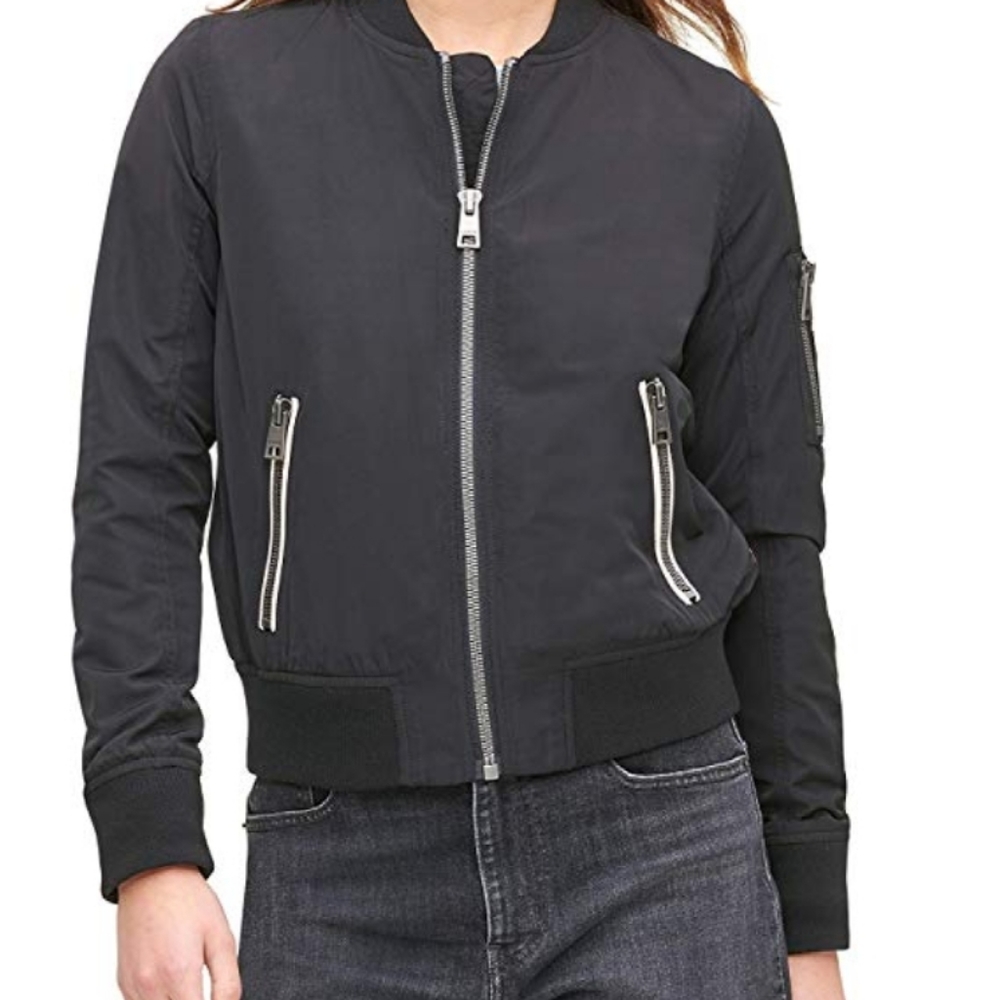 Levi's Women's Poly Bomber Jacket with Contrast Zi